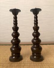 Buddhist Temple Candlestick Holders Japanese Brass Stands Shrine Insense Koro