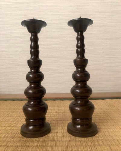 Pair japanese brass buddhist - pair,