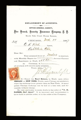 Hand canceled revenue stamp - hand,