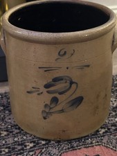 Stoneware crock with cobalt