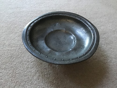 Vintage round pewter bowl - pewter, &