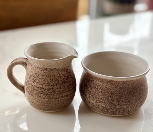 Studio pottery milk jug and - jug,