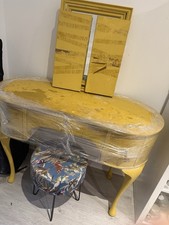 Vintage Vanity Set With Mirror And Velvet Stool