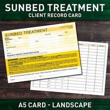 Pack of Client customer record Cards for Sunbed Tanning Salons gyms 18+