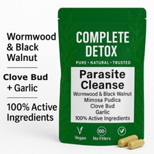 Parasite Cleanse Detox Capsules Wormwood Clove Garlic Black Walnut UK Vegan