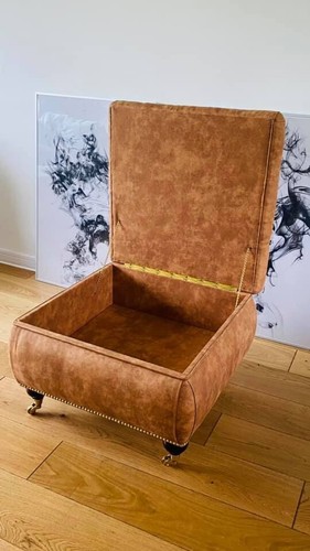 Storage footstool buttoned - storage,