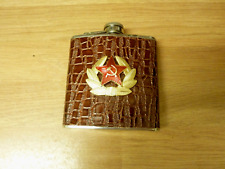 VINTAGE RUSSIAN ARMY 6OZ HIP FLASK FAUX CROC & STAINLESS STEEL