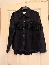 ZARA Women’s Fringe Studded Western Style Denim Shacket Size XS