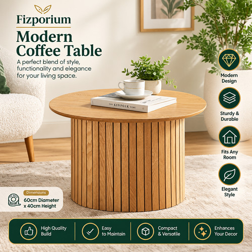 Round coffee table oak - oak, effect