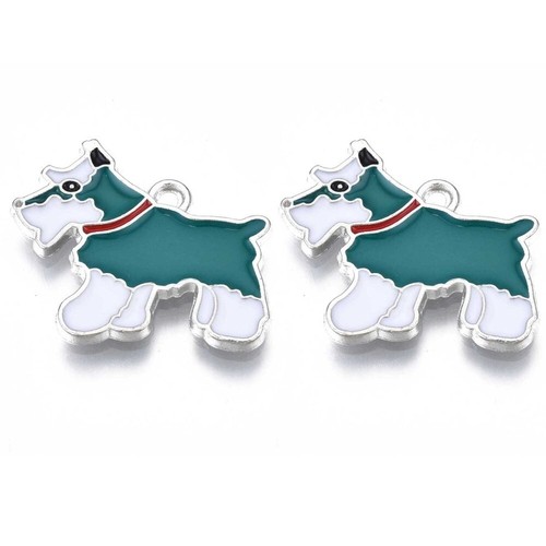 Enamel dog charms - charms, schnauzer