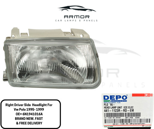 Right driver side - right, headlamp