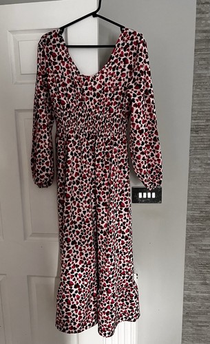 Red black white heart print - black, &