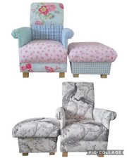 Laura Ashley Fabric Adult Chair & Footstools Austen Natural Corby Check Josette