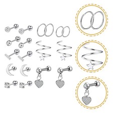 5 Sets Men Ear Studs Stainless Steel Ear Bone Studs Simple Earrings Earring Gift