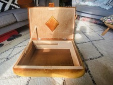 Ottamon Footstool Sewing Craft Box Vintage Velvet Gold Mustard Made In England