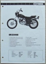 YAMAHA SR250SE MOTORCYCLE Sales Specification Leaflet c1982-83