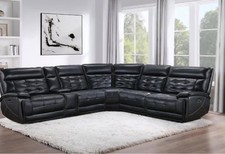 Modern Black Leather Sectional