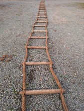 Vintage 30ft Old School Army Gym Rope Ladder Wooden Slat Shop Prop FREE UK P&P 