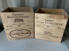 4 x Wood Wine Box Crate. 6 bottle French Genuine Storage Unit Planter Hamper