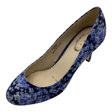 Debut Womens Navy Blue Floral Satin High Heel Party Court Shoes Size UK 4 New