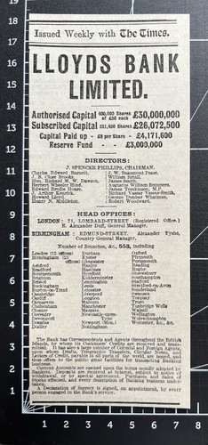 Lloyds bank limited 1909 - lloyds,
