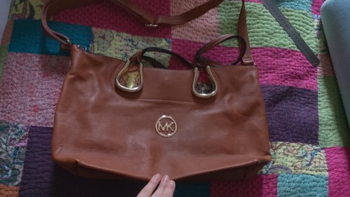 Tan micahel kors handbag with - kors,