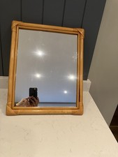 Vintage Bamboo Mirror Small Boho 1970s Wall Mirror 35*43cm Tiki Retro
