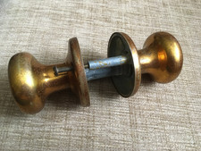 VINTAGE BRASS?  (GOLD COLOURED)  DOOR HANDLES, WORKING, SOME WEAR.