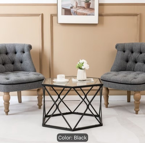 Hexagon glass table with - table,