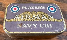 Players Airman vintage navy cut tobacco tin, hinged lid , unusual logo design