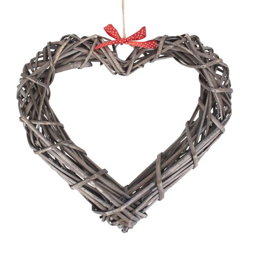Wicker wide heart wreath with - heart,