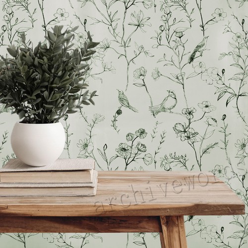 Vintage floral wallpaper - 6x,