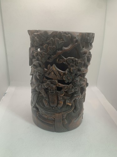 Chinese carved wood brush - chinese,