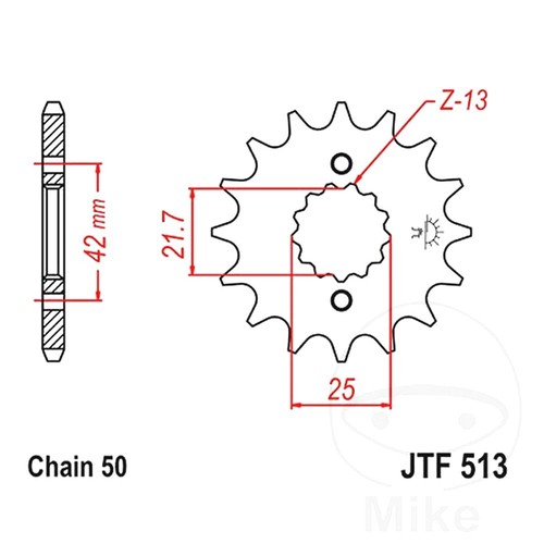 Front sprocket tooth - front, 530
