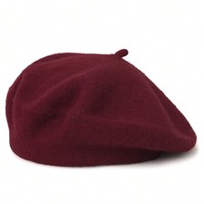 Plain Beret Hat Wool Autumn
