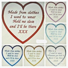 Memory patch HEART badge embroidered poem cushion quilt BASIC