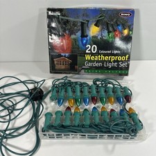 Vintage Ring Coloured Garden Lights 20 Bulbs Weatherproof Gala Christmas Outdoor
