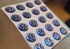 2x Blue VW Key Fob Badges Stickers Decals 14mm – Aftermarket Replacement