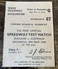 1949  ENGLAND  v  AUSTRALIA  @  WEMBLEY 1st OFFICIAL TEST MATCH SPEEDWAY  TICKET