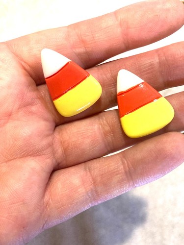 Candy corn stud earrings - candy,