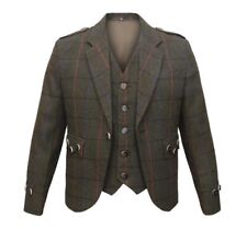 Men’s Argyle jacket Brown tweed Highland Scottish wedding kilt jacket for men