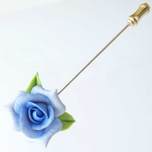 Blue moon rose lapel stick - blue,