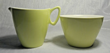 Vintage Gaydon Melmex Milk Cream Jug & Sugar Bowl Yellow/Light Green 60s/70s