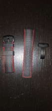 Hirsch Robby Watch Strap. 24mm. Black And Red. With 22mm Black Deployant Clasp.