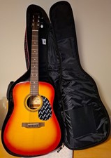 Encore Acoustic Guitar in red