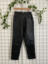 Vintage black leather high waist trousers biker rock gothic rock chick UK 10
