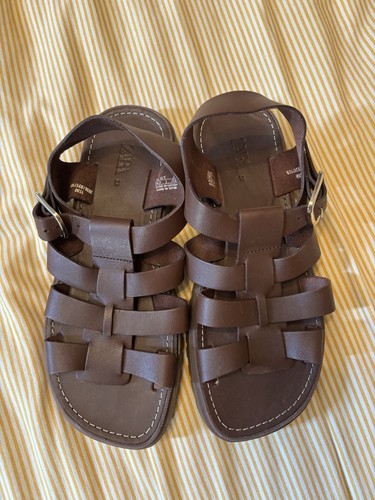 Zara brown leather - leather, fisherman