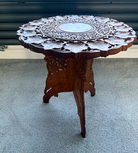 Round carved wooden - round, side