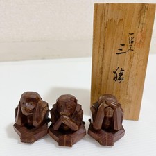 Three monkeys wood carving - three,