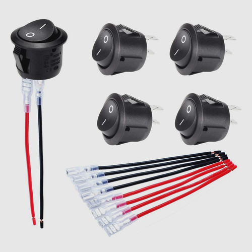 5pcs mini 12v round rocker - 12v,
